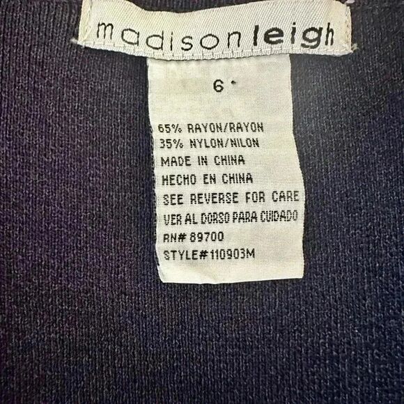 Delicate crop cardigan by Madison Leigh. Navy with beading sleeve & lapel - Picture 9 of 9